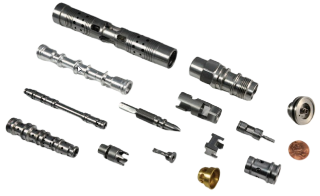 Custom CNC Swiss machined shafts, fittings, and bushings